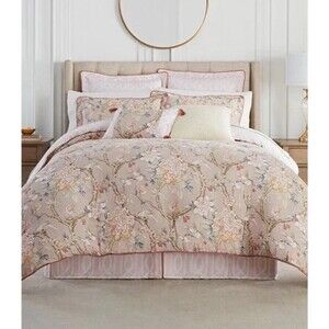 Waverly Mudan Beige Floral FULL/QUEEN Comforter Set 4Pcs Peony Gardens RARE
